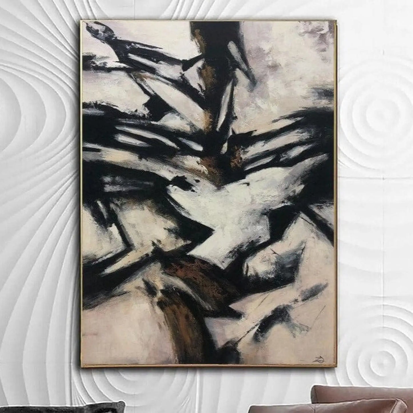 Mhemyo Large White and Gold Abstract Oil Painting Textured Minimalist Wall Art Handmade Luxury Canvas Modern Neutral Home Decor