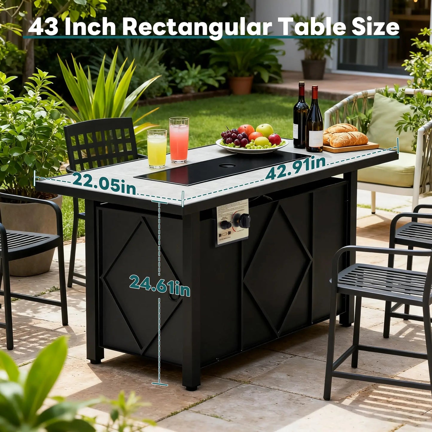 JHK Outdoor 43 Inch Propane Fire Pit Table 50,000 BTU Fire Pit for Outside Patio Garden Backyard Deck Balcony CSA Certification