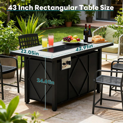 JHK Outdoor 43 Inch Propane Fire Pit Table 50,000 BTU Fire Pit for Outside Patio Garden Backyard Deck Balcony CSA Certification