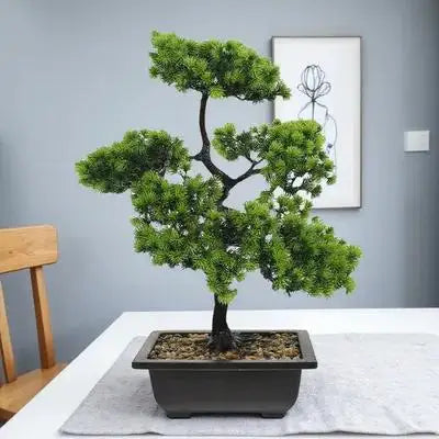 Artificial Guest-Greeting Pine Bonsai Realistic Plant Faux Bonsai Tree Indoor Outdoor Home Office Decoration Lucky Wealth Symbol