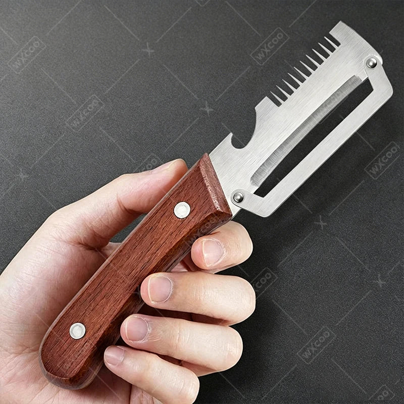 Stainless Steel KItchen Peeler 3-in-1 Multi-Functional Peeler Green Onion Slicer Bottle Opener Peeler for Fruits and Vegetables