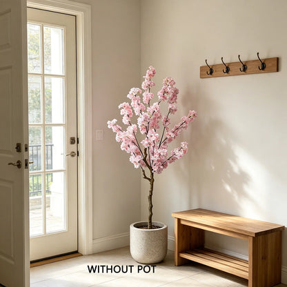 120-180cm Artificial Pink Cherry Tree Blossom Indoor Outdoor Fake Plant for Home Garden Living Room Decoration Wedding