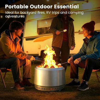 21.3 Portable Outdoor Wood Burning Fire Pit with Removable Ash Pan for Patio, Deck, or Camping