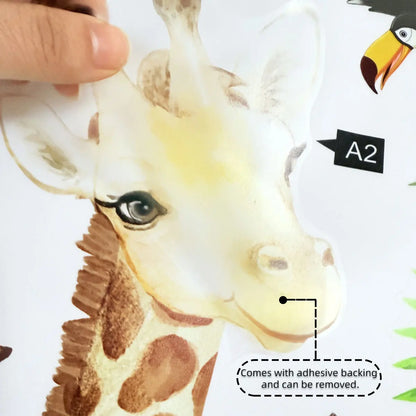 Large Forest Animals Wall Sticker Jungle Safari Giraffe Monkey Leopard Wallpaper for Kids Room Baby Bedroom Nursery Decoration