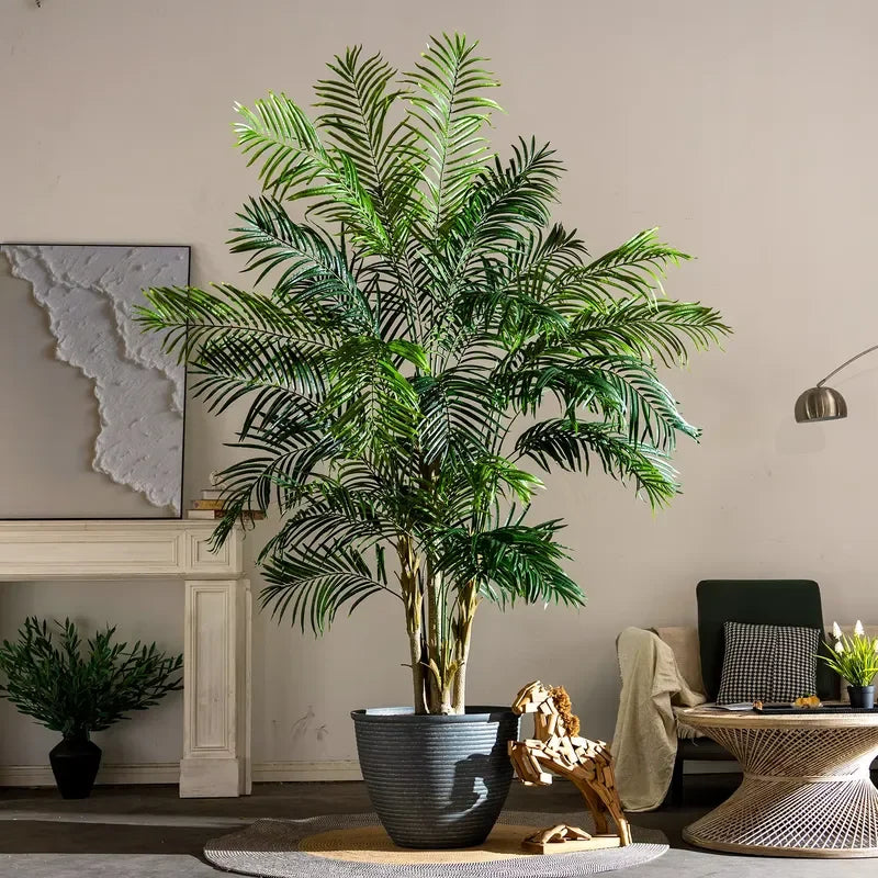 Artificial Lady Palm Bamboo Palm Tree Artificial Plant Taro Tree Green Plant with Pot for Outdoor Indoor Decoration
