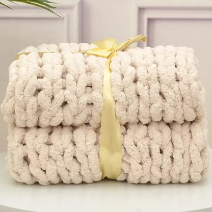 Hand Chunky Knitted Blanket Thick Yarn Merino Wool Bulky Knitting Throw Blankets Throw Carpets Soft Warm Winter Home Sofa Bed