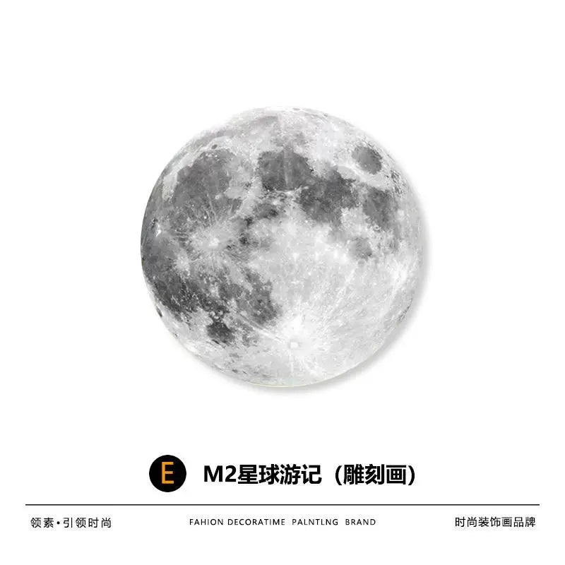 Living Room Luxury Round Hanging Decorative Bedroom Bed Moon Light Frameless Lamp Painting Mural Miniatures Groot Art Funny Gift