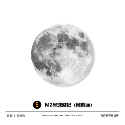 Living Room Luxury Round Hanging Decorative Bedroom Bed Moon Light Frameless Lamp Painting Mural Miniatures Groot Art Funny Gift