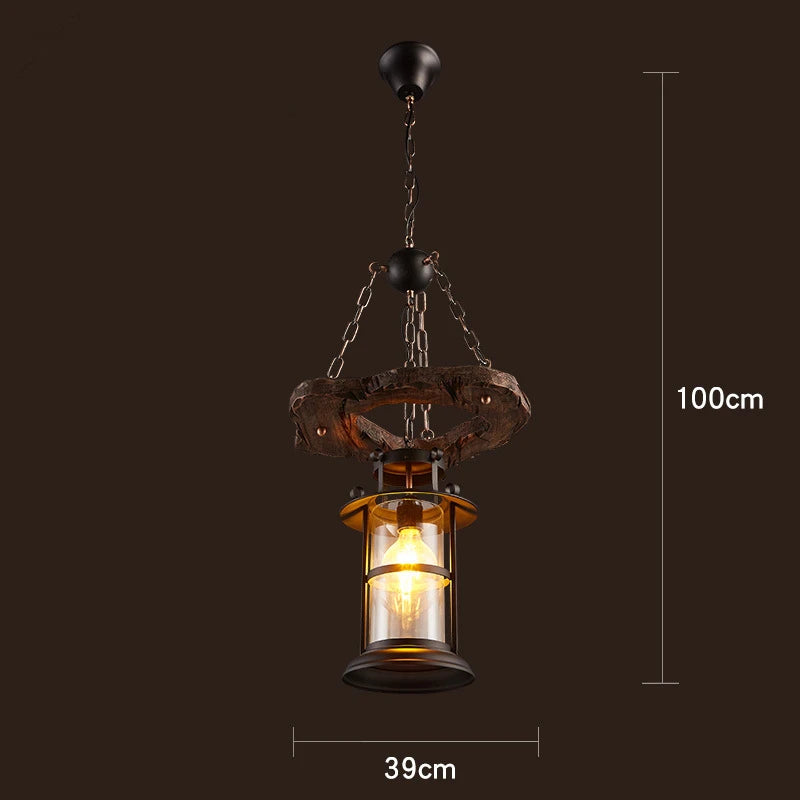 Rustic Lamp Coffee Bedroom Dining room Industrial Decor loft chandeliers Solid Retro Wood lamp suspension luminaire industrial
