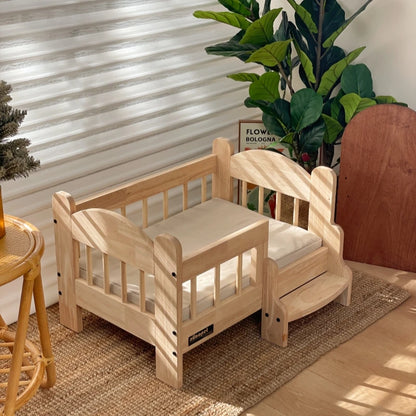 Pet Bed Moisture-proof Solid Wood Fence Cat Dog Nests Canvas Detachable Washpad Household Pet Furniture Supplies Decoration Beds