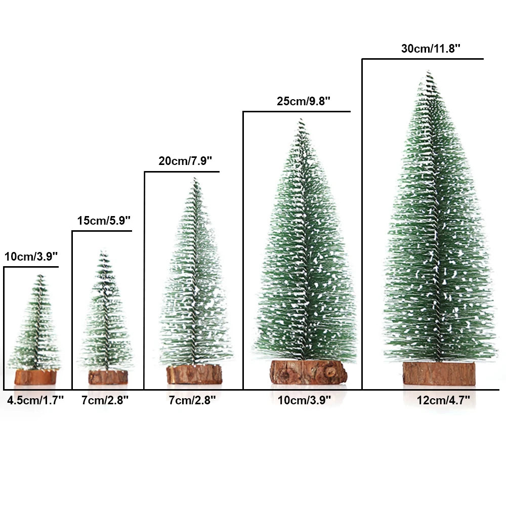 Christmas Decoration Artificial Mini Tree Ornaments Miniature Cedar Snow Pine Home Office Table Decor 2024 Xmas Landscape Gifts