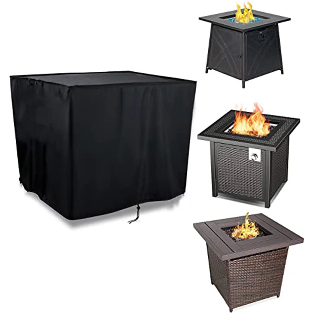 Square Fire Pit Cover Brazier Cover for Propane Brazier 210D Waterproof Dust Cover 54x54x89cm
