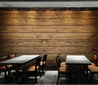 Custom wall paper 3D mural dark retro nostalgic wood stripe background wall photo living room bedroom TV background wallpaper