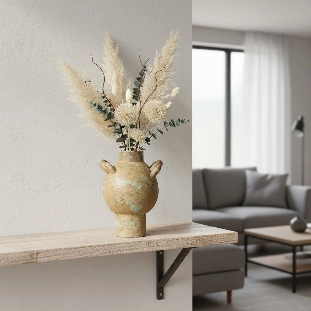 CAPIRON Rustic Ceramic Vase Fresh Flower Dried Pampas Grass Retro Amphora Home Decor Boho Living Room Decoration Centerpiece