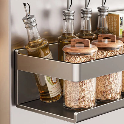 Kitchen Refrigerator Side Magnetic Storage Rack Magnet Punch-free Wall-mounted Organizer Multi-functional Spice Shelf
