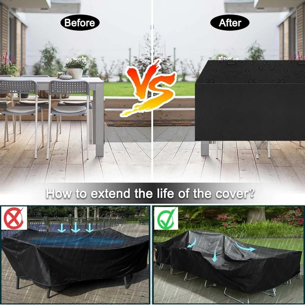 Outdoor Furniture Cover, Dust-proof, Waterproof and UV-proof Cover, Courtyard Garden Sunshade Protection Cover  Multi-size