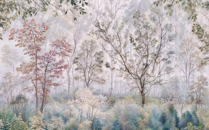 Customized Wallpaper Blue Forest Style Painting Living Room Background Wallpaper Home Decoration Forest Retro 3D Wallpaper