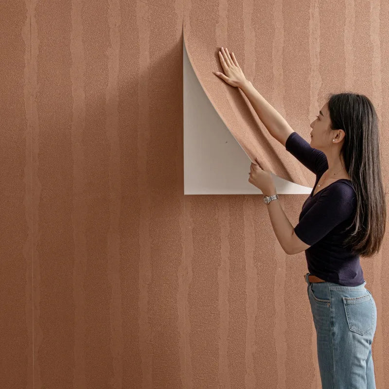 Stone Textured Imitation Roman Travertine Slate Wallpaper Self Adhesive Thickened Stretchable Flexible Wall Sticker Decoration.