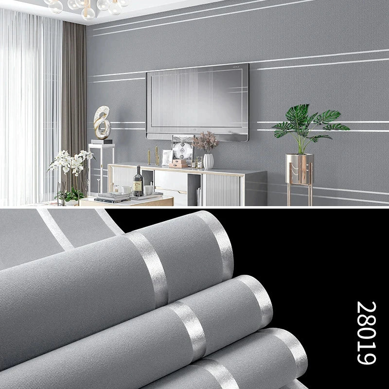 3D Wallpaper Modern Simple Striped Pattern Living Room Tv Background Home Decor Non-woven Fabric Non Self Adhesive Wall Sticker