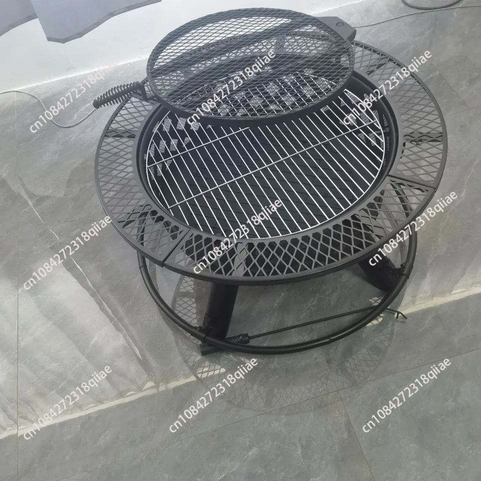 Outdoor courtyard round barbecue stove, heating wood-burning stove, fire rack, charcoal fire pit, heating stove, campfire pit
