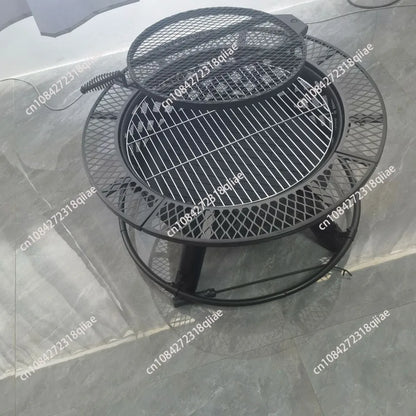 Outdoor courtyard round barbecue stove, heating wood-burning stove, fire rack, charcoal fire pit, heating stove, campfire pit
