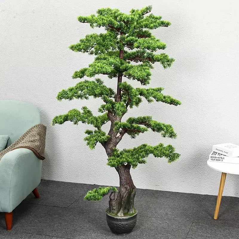 High Quality Realistic Artificial Pine Tree Large Bonsai Indoor Outdoor Garden Decor Durable Fiberglass Potted Plants