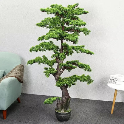 High Quality Realistic Artificial Pine Tree Large Bonsai Indoor Outdoor Garden Decor Durable Fiberglass Potted Plants