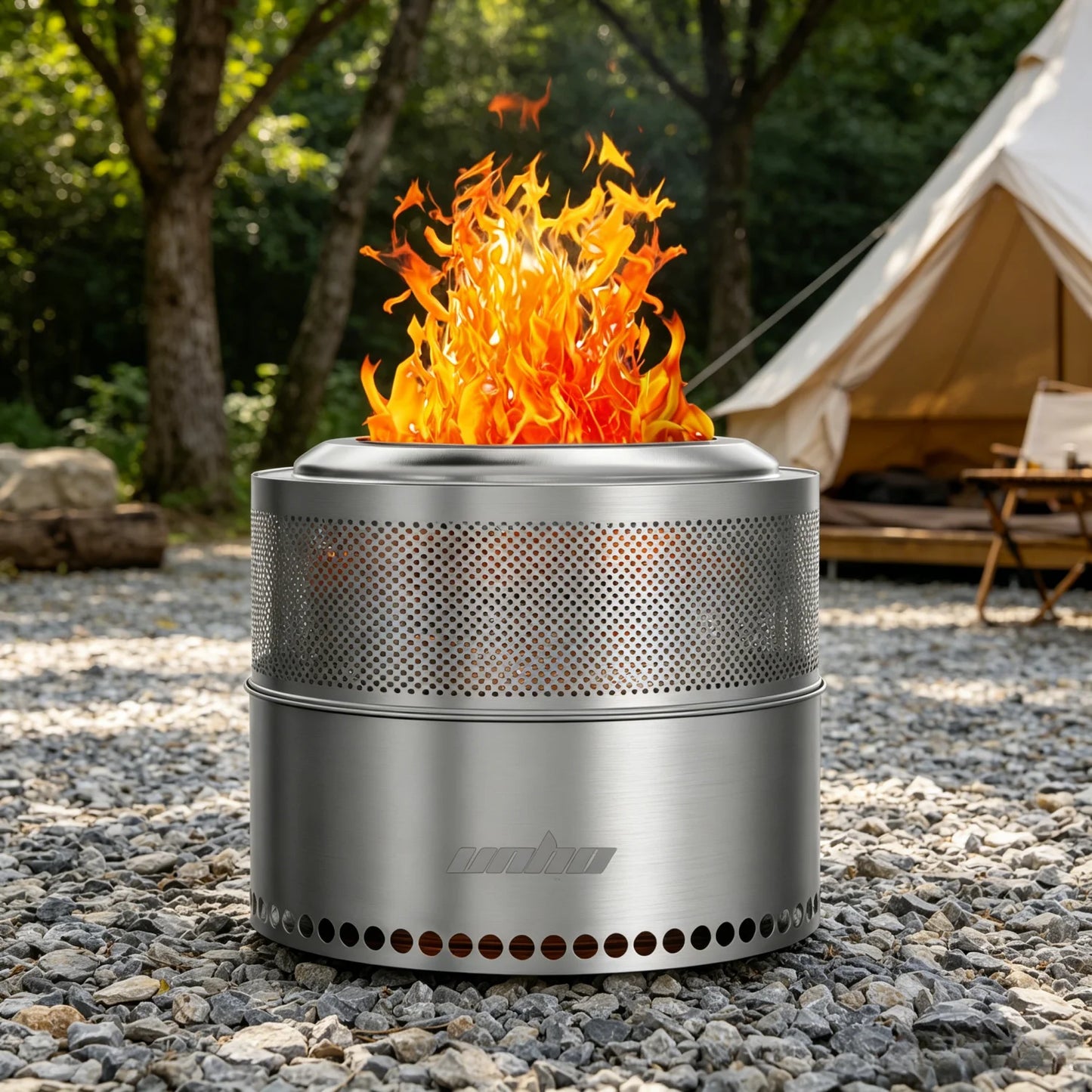 50CM Smokeless Fire Pit with Bag Portable Stainless Steel Wood Burning Outdoor Fireplace Ideal for 6 or More People Firewood Log Burner