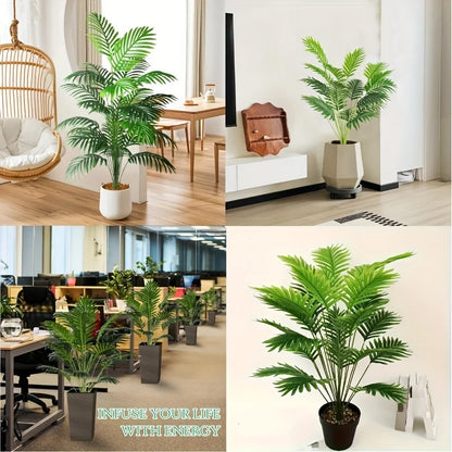 24 Leaves Areca Palm Artificial Plants Trees in Pot Plastic Green Fake Plant Tree Bonsai for Room Home Indoor Outdoor Decoration