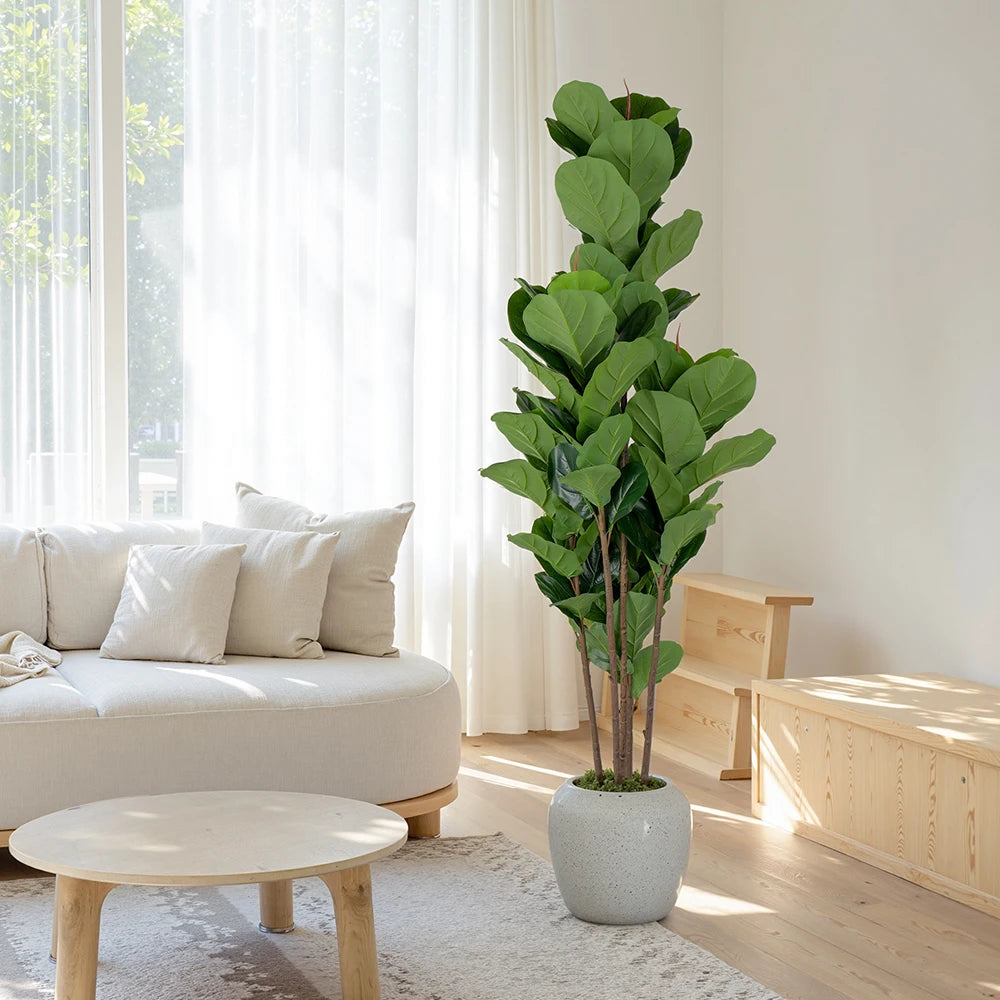 6ft Artificial Fiddle Leaf Fig Plant With Plastic Pot Indoor Outdoor Decor Gift
