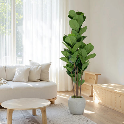 6ft Artificial Fiddle Leaf Fig Plant With Plastic Pot Indoor Outdoor Decor Gift