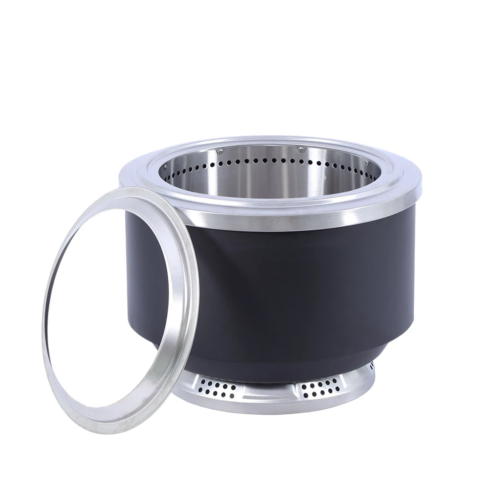 ！@Outdoor Camping Stainless Steel Fire Stove with Smokeless Fire Pit Removable Ash Pan Bonfire Features