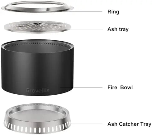 27 inch Smokel Fire Pit with Waterproof Cover, Stainl Steel Outdoor Smokel Firt, Wood Burning Fire Pits for Camping