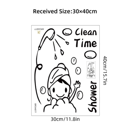 Vlean Show Time Bath Wall Stickers Bathroom Decoration for Living Room Cute Girls Gift Wallpaper for Shower Cubicle Home Decor