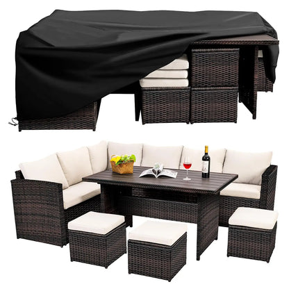 7pc Wicker Patio Furniture Set Dining Table Chairs Ottoman Outdoor Garden Grey, Custom