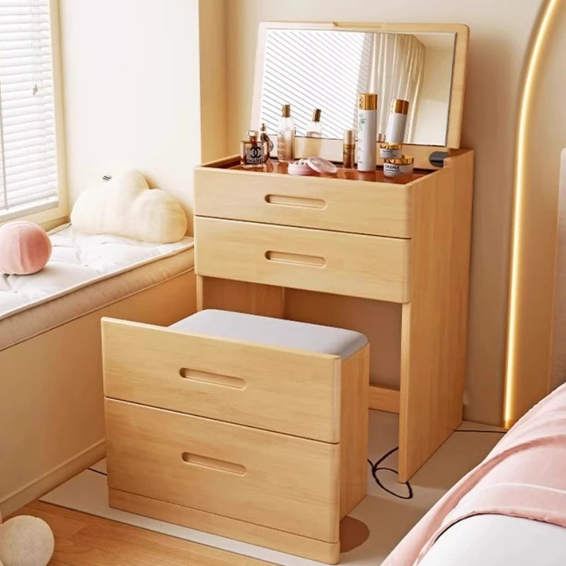 Girls Rustic Dressing Table Miniature Storage Solid Wood Dressing Table Simple Vanity Penteadeira De Maquiagem House Accessories