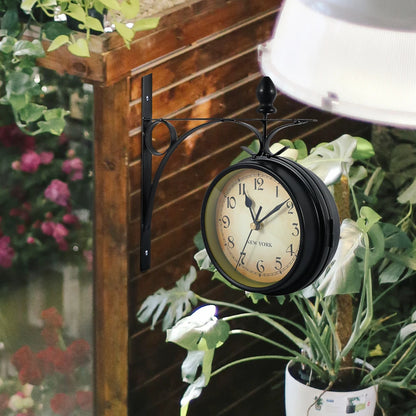 Wall Clock Retro Double-Sided Wall Clock Battery Operated Silent Station Clock Antique Wall Clock For Living Room Bedroom Office
