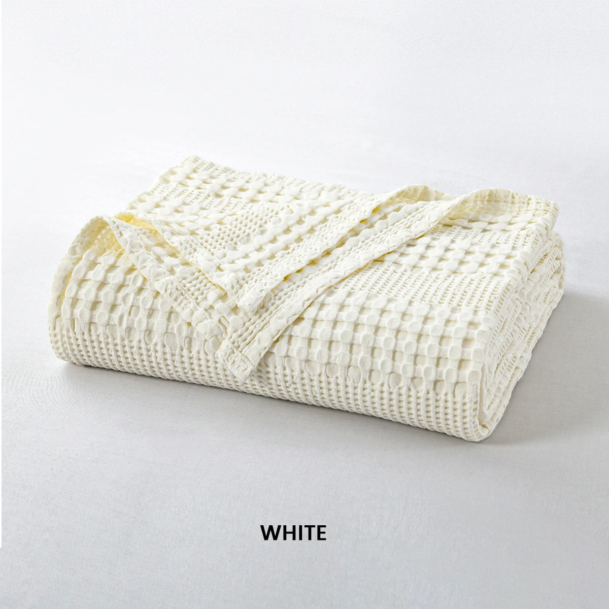 Bamboo Cotton Waffle Cooling Blanket, 50% Bamboo 50% Cotton Summer Throw, Lightweight Breathable for Hot Sleepers, Solid Color