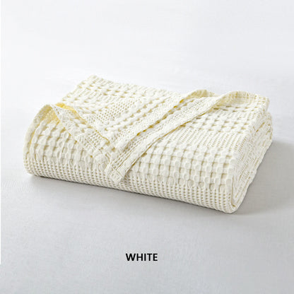 Bamboo Cotton Waffle Cooling Blanket, 50% Bamboo 50% Cotton Summer Throw, Lightweight Breathable for Hot Sleepers, Solid Color