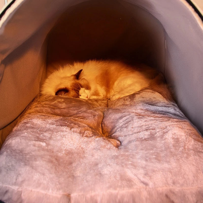 Removable Washable Enclosed Pet Bed Autumn Winter Cat And Dog Bed Warm Dog House for Cold Weather Comfortable Cozy Pet Shelter