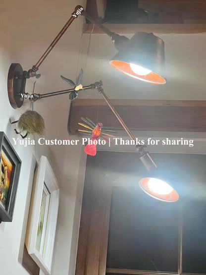 Black Rustic Vintage Swimming Arm Wall Lamp Retro Long Reading Lights on the Wall Adjustable Iron Applique Murale Luminaire Home