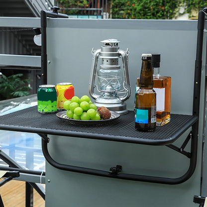 Balcony Railing Table Folding Outdoor Balcony Railing Desk Adjustable Height Patio Bar Table for Patio Space-Saving Furniture