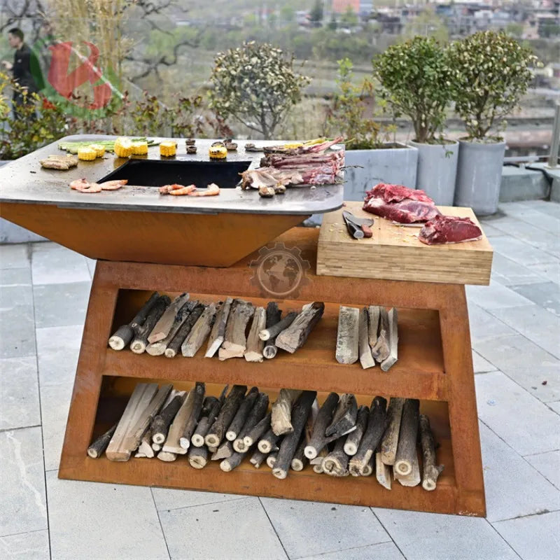 Barbecue Professional Bbq Grill Oven Charcoal Wood Barbecue Grill Corten Steel Fire Pit Bbq Grill