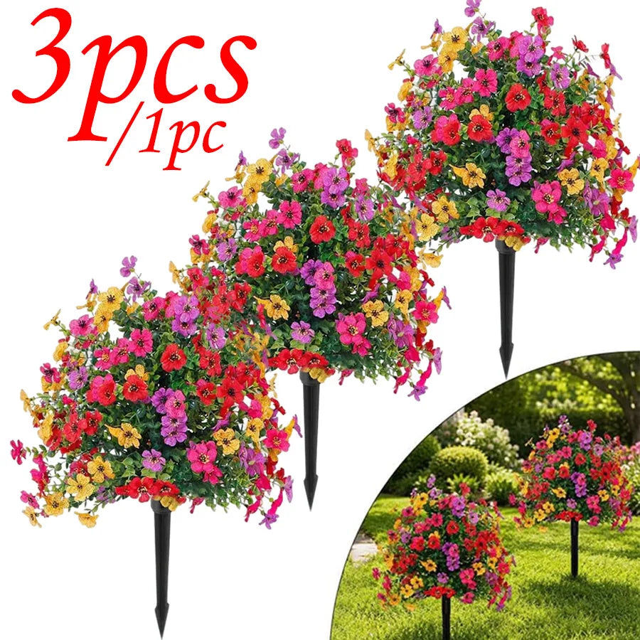 3/1pc Rural Style Artificial Ball Plant and Ground Plug Realistic Fake Flower for Indoor Outdoor Wedding Garden Grave Decoration