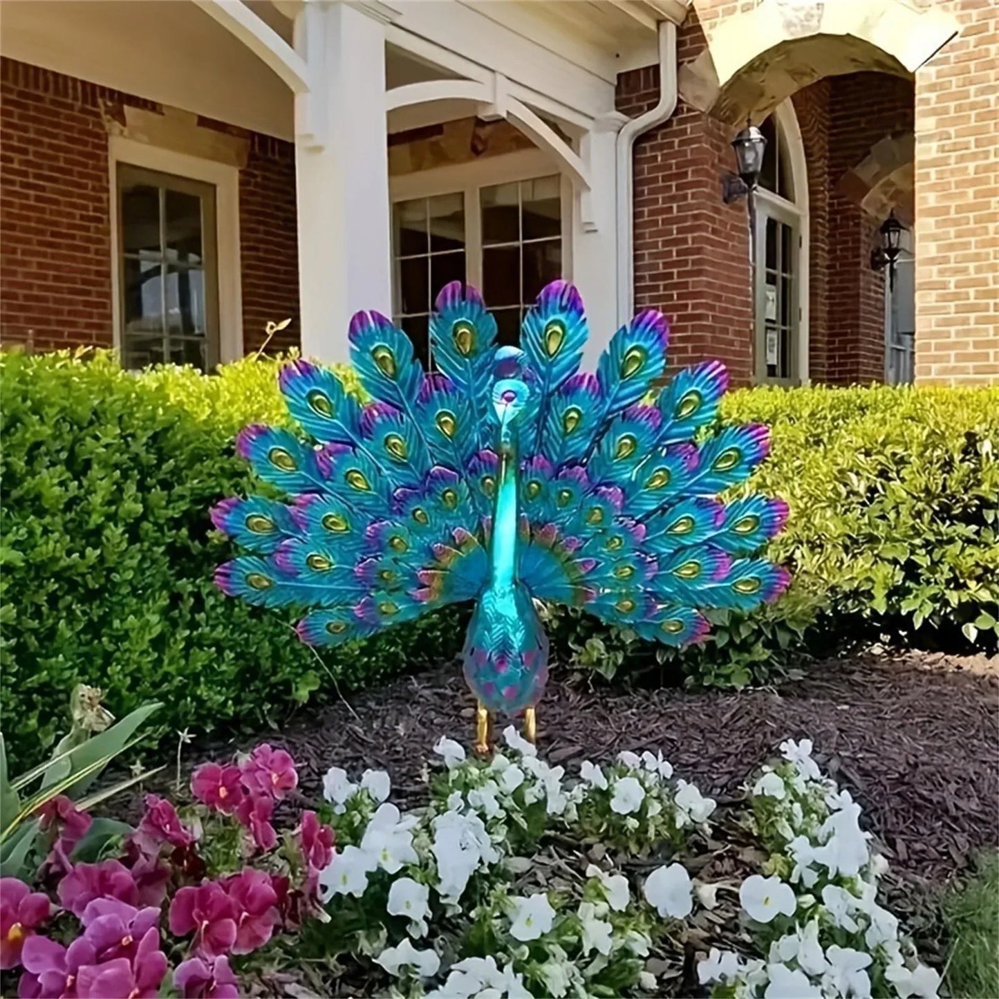 Peacock Statue Sculpture Handmade Crafts Ornament Animal Figurine Standing Posture Collectible Peacock Figurine Garden Craft