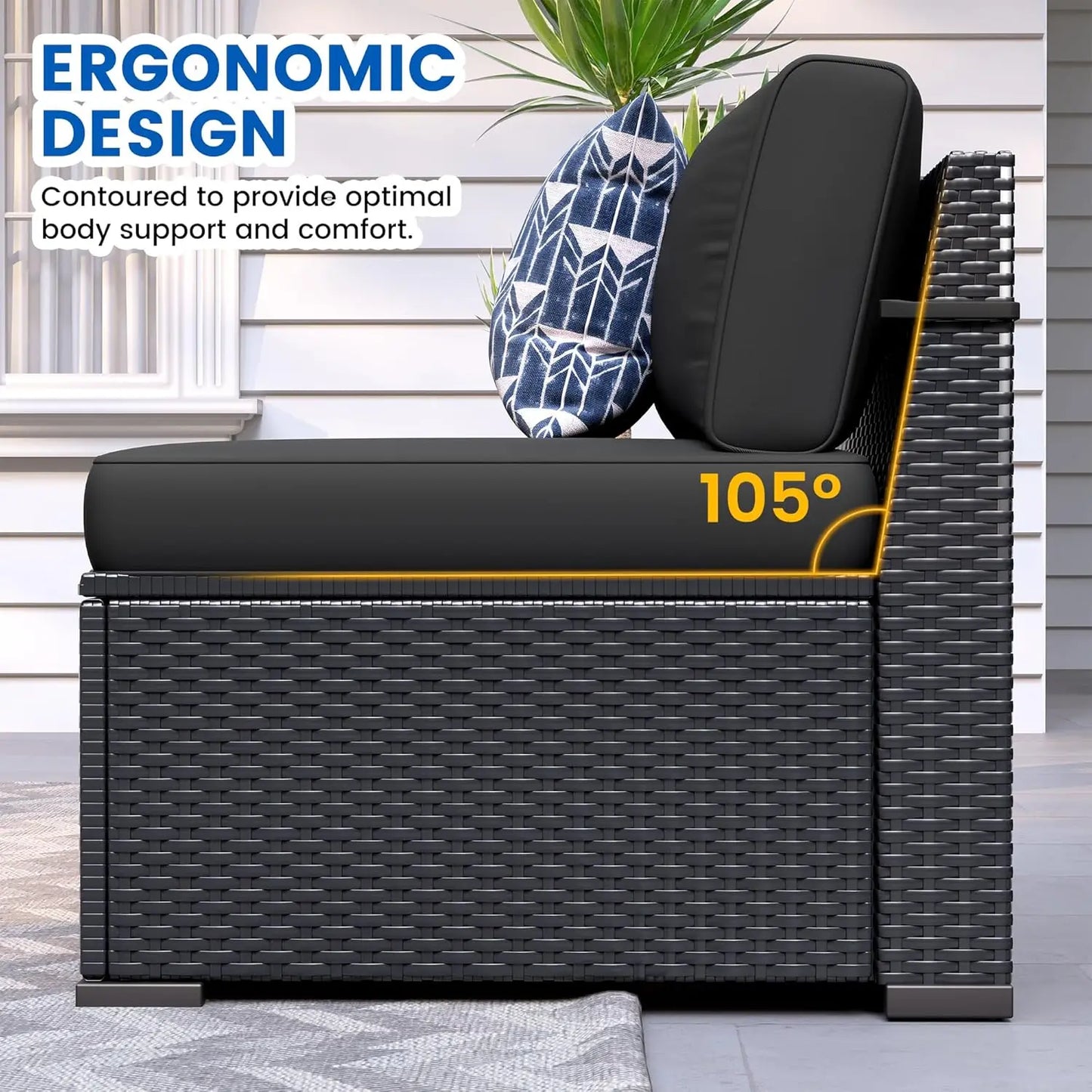 8pc Patio Set 44" Fire Pit Table All Weather Wicker Sectional Sofa Coffee Table Thickened Cushions Outdoor, Custom