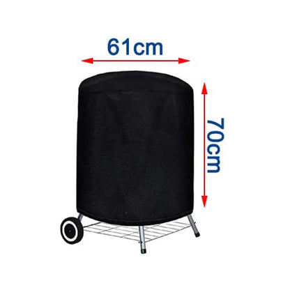 Round Black Outdoor Grill Cover Fire Pit Stove BBQ Covers Waterproof Heavy Duty Garden 210D Cloth Electric BBQ Protection Cover