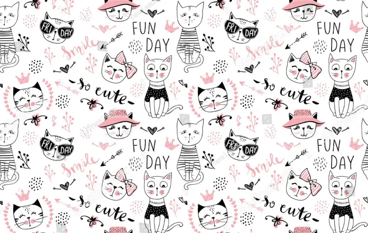 Custom Theme Nordic Cat Wallpaper Mural for Children's Bedroom Background Blue Cat Wall paper Art Boys Girls animal Home Decor