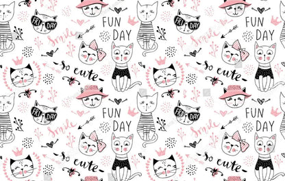 Custom Theme Nordic Cat Wallpaper Mural for Children's Bedroom Background Blue Cat Wall paper Art Boys Girls animal Home Decor