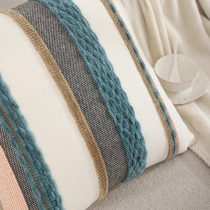 1 Pc Boho Throw Pillow Covers 18x18 Inch Striped Cousion Cover Decorative Chenille Pillowcases Square Cushion Covers